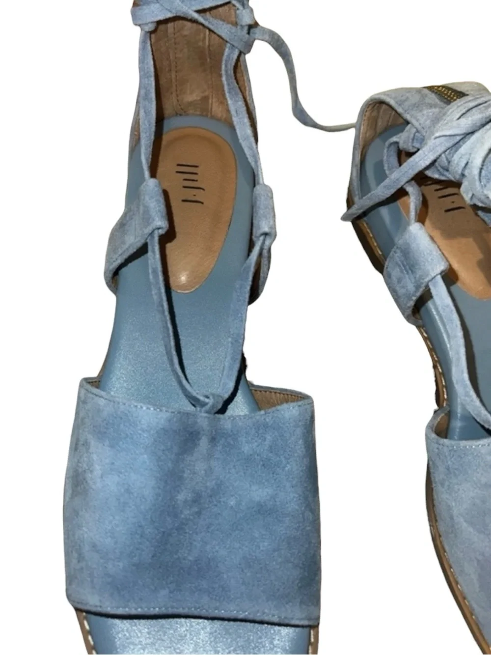 J. Jill Blue Suede Lace-Up Women’s Size 8 Ankle Wrap Gladiator Flat Sandals